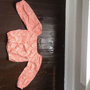 Light peach over the shoulder summer top